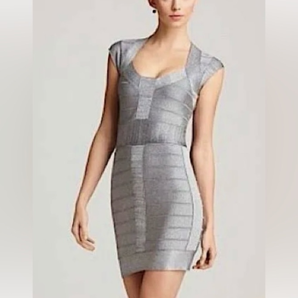 French Connection Silver Bodycon Mini Dress